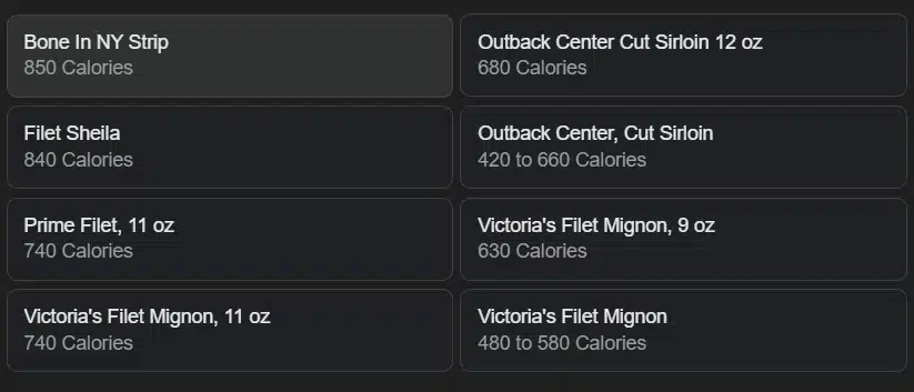 Outback Steakhouse Nutrition