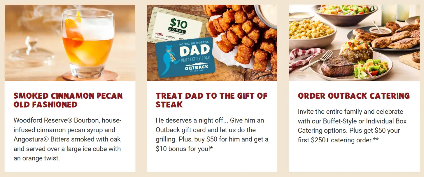 Outback Father's Day, Outback Offers